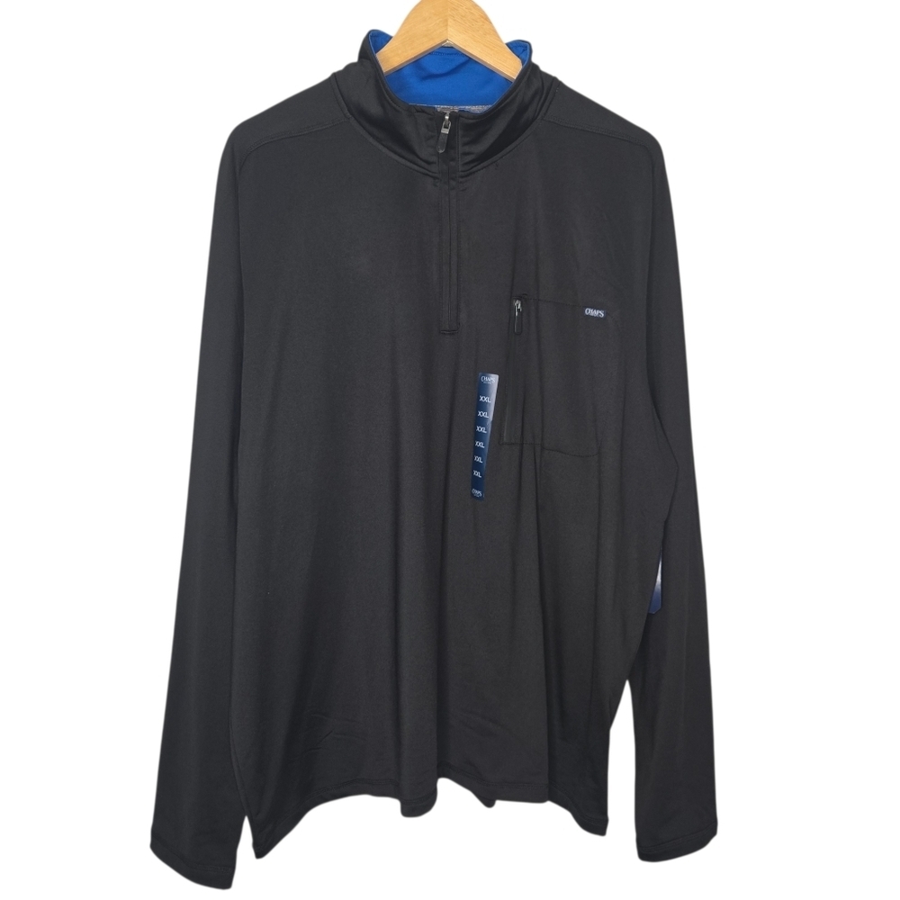 CHAPS Mens Black Quarter Zip Lightweight Performance Golf Pullover Size XXL